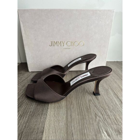 Jimmy Choo Skye 70MM Satin Sandals in Coffee Size EU36.5 $775 - Picture 9 of 14